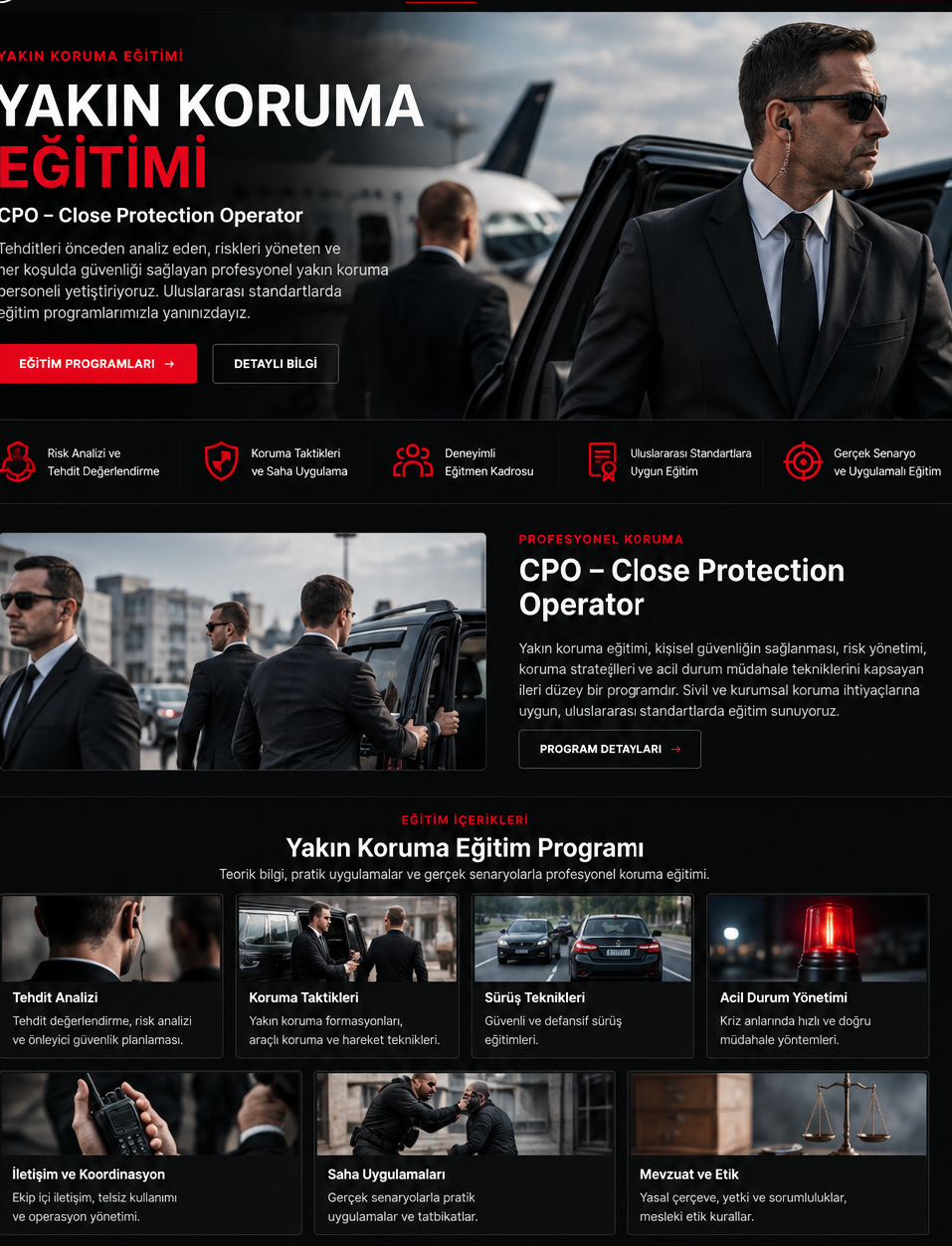 Yakın koruma gizli operasyon perspektifi eğitim infografiği